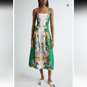 Farm Rio Sweet Bloom Dreamscape Linen Blend Sleeveless Midi Dress